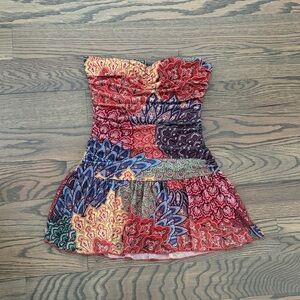 Strapless Multicolor Floral-Print Summer Dress